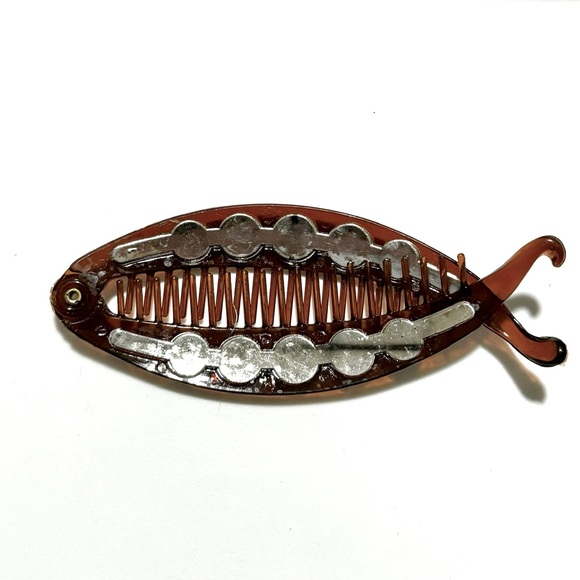 BOGO >  Vintage Large Fish Hinge Resin Rhinestone Hair Comb - Picture 6 of 7
